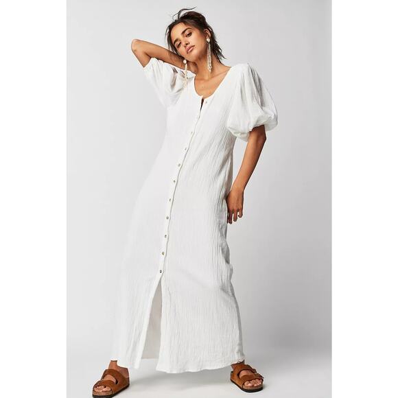 New Free People x Jen's Pirate Booty Paraguay Boho Maxi Gown $252 MEDIUM White - Picture 2 of 5